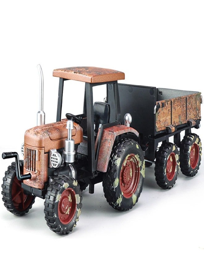 Onecado 1:24 Metal Farm Tractor Toy with Tipping Trailer Model Car Diecast Toy Cars for Boys BronzeFarms (ORENGE) - Image 3